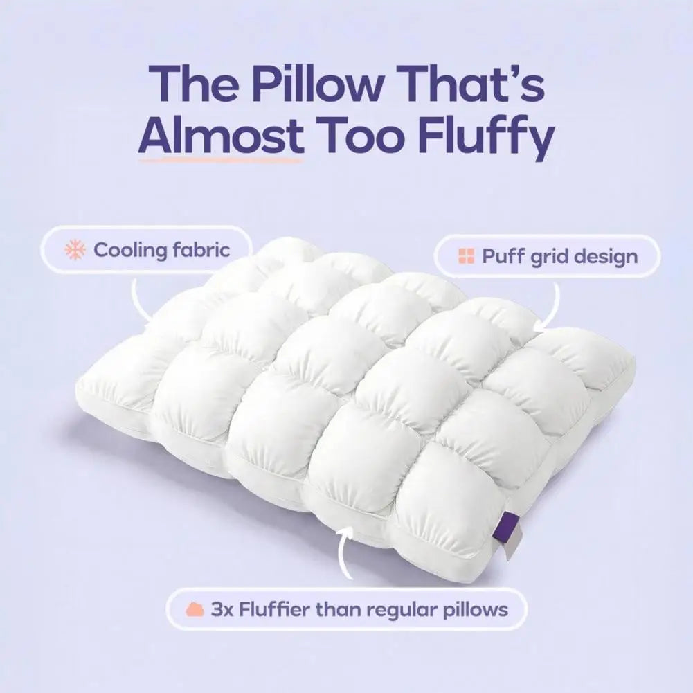 Everyday Use Pillow Soft Pillow Puff Pillow for Side Back Sleepers Soft Breathable Quilted Sleeping Machine Washable Fluffy